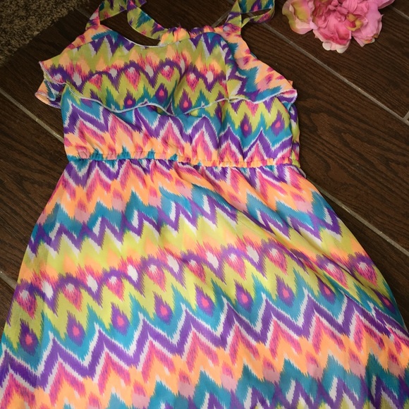 Girls 7-8 multi color high low maxi dress - Picture 4 of 6